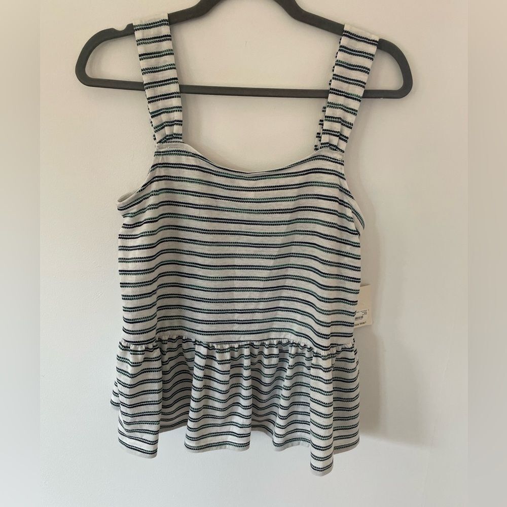 a.n.a Womens Multicolor Striped Flowy Tank Top,
White/Green/Black Size M NEW